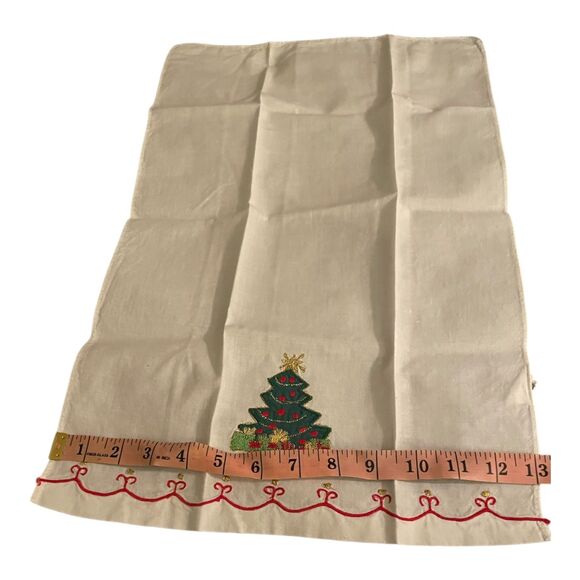 Vintage Lillian Vernon Christmas Holiday Appliqued Tea Towels 100% Cotton - Picture 7 of 9